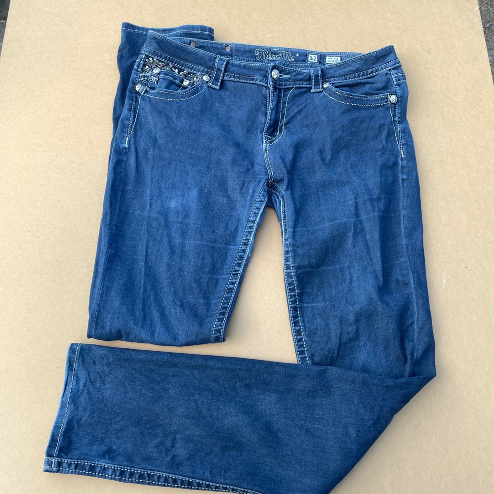 Miss Me Easy Skinny Jeans Women 32 Blue Casual Mid Rise Embroidered JE8254ESX